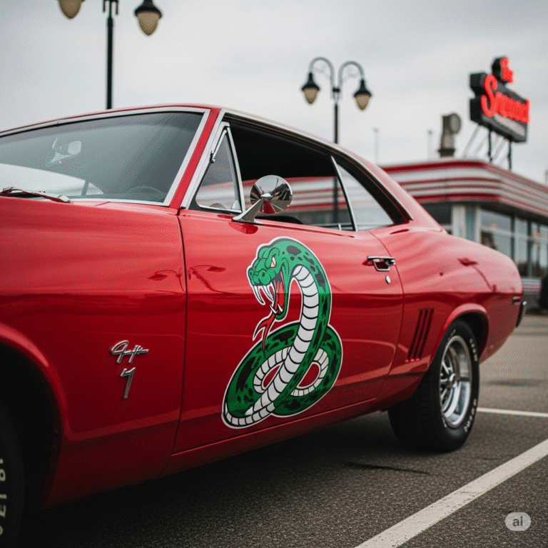 Car with Snake Logo on steering wheel