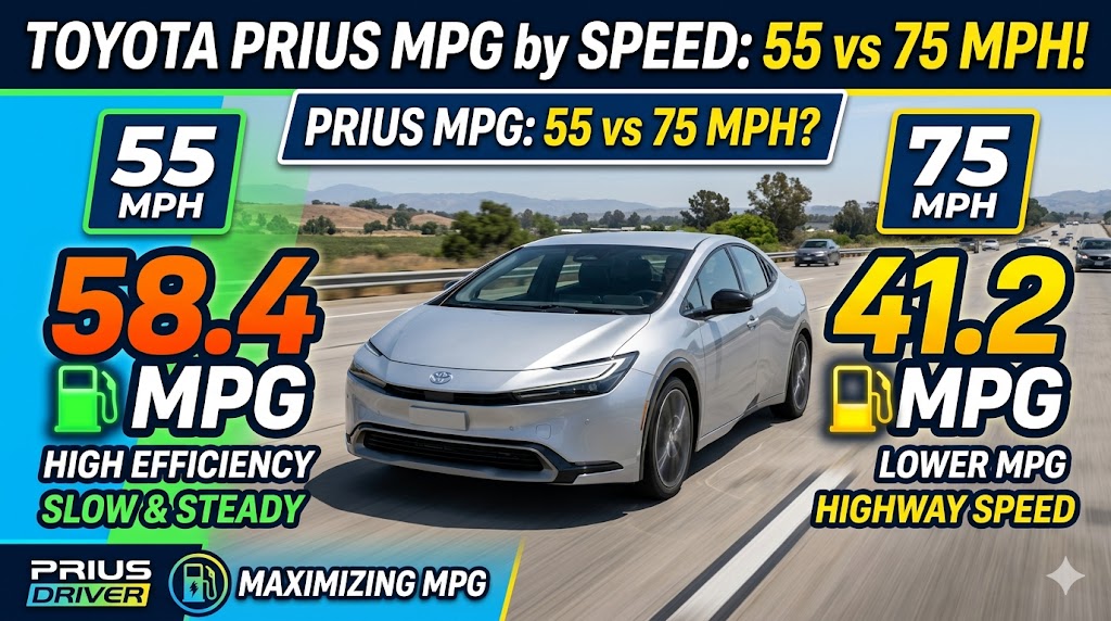 Toyota Prius MPG by Speed (55 vs 75 MPH)